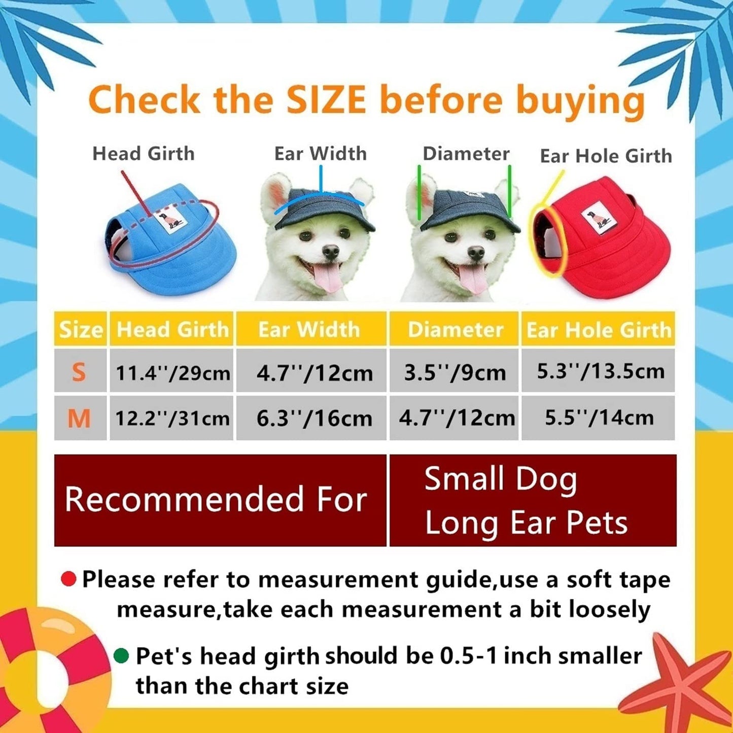 Dog Hat Baseball Cap Sun Hat with Ear Holes and Pet Dog Sunglasses Goggles Heart Shape