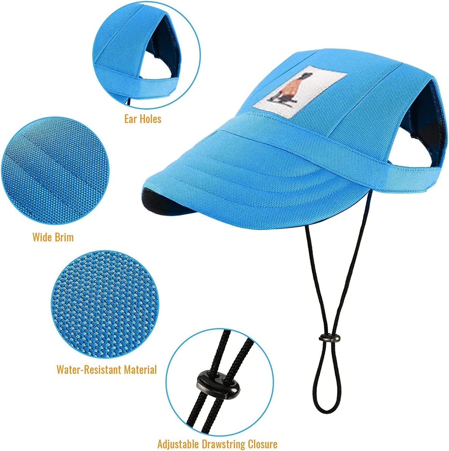 Dog Hat Baseball Cap Sun Hat with Ear Holes and Pet Dog Sunglasses Goggles Heart Shape